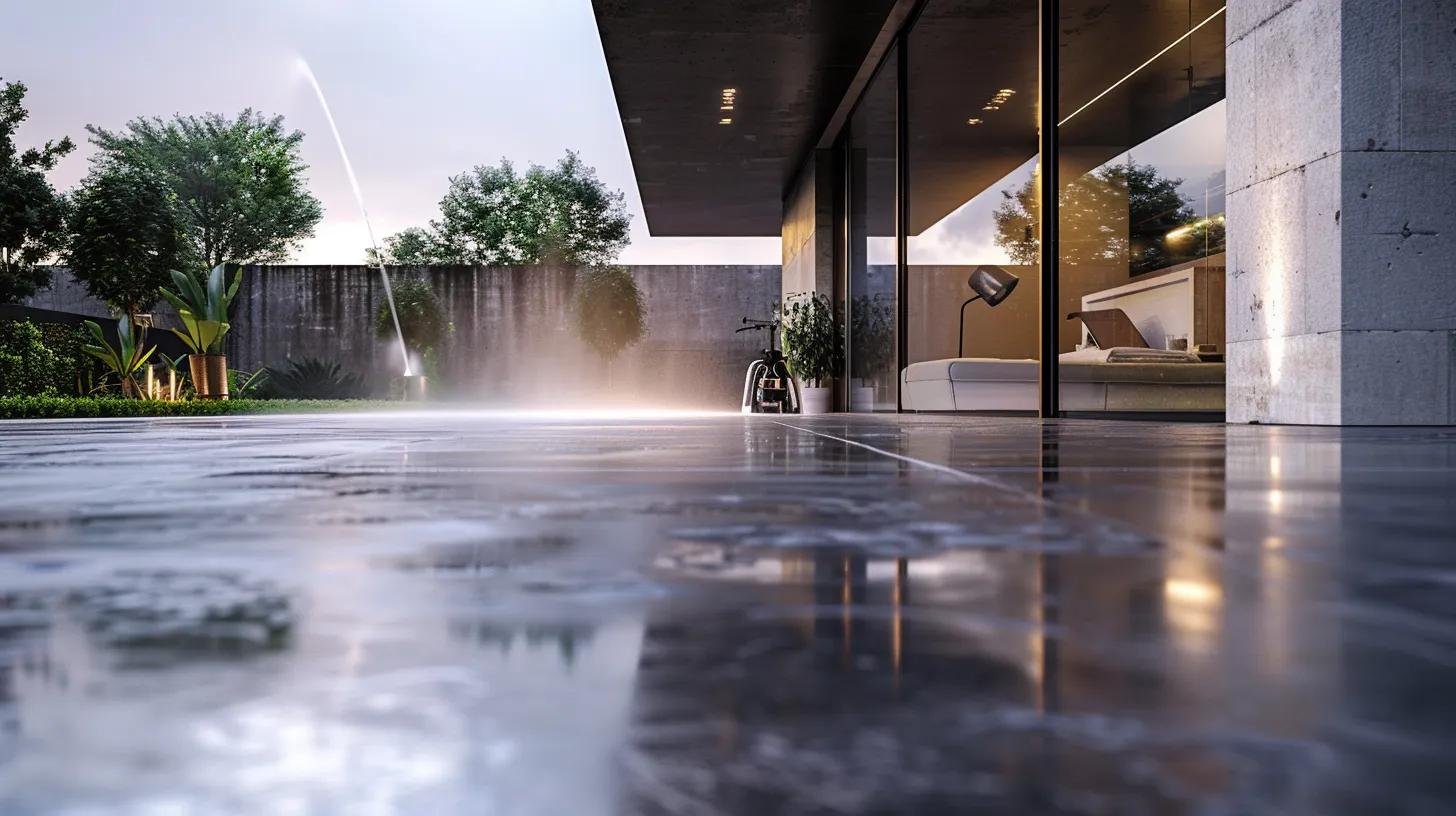 Clean modern driveway after pressure washing
